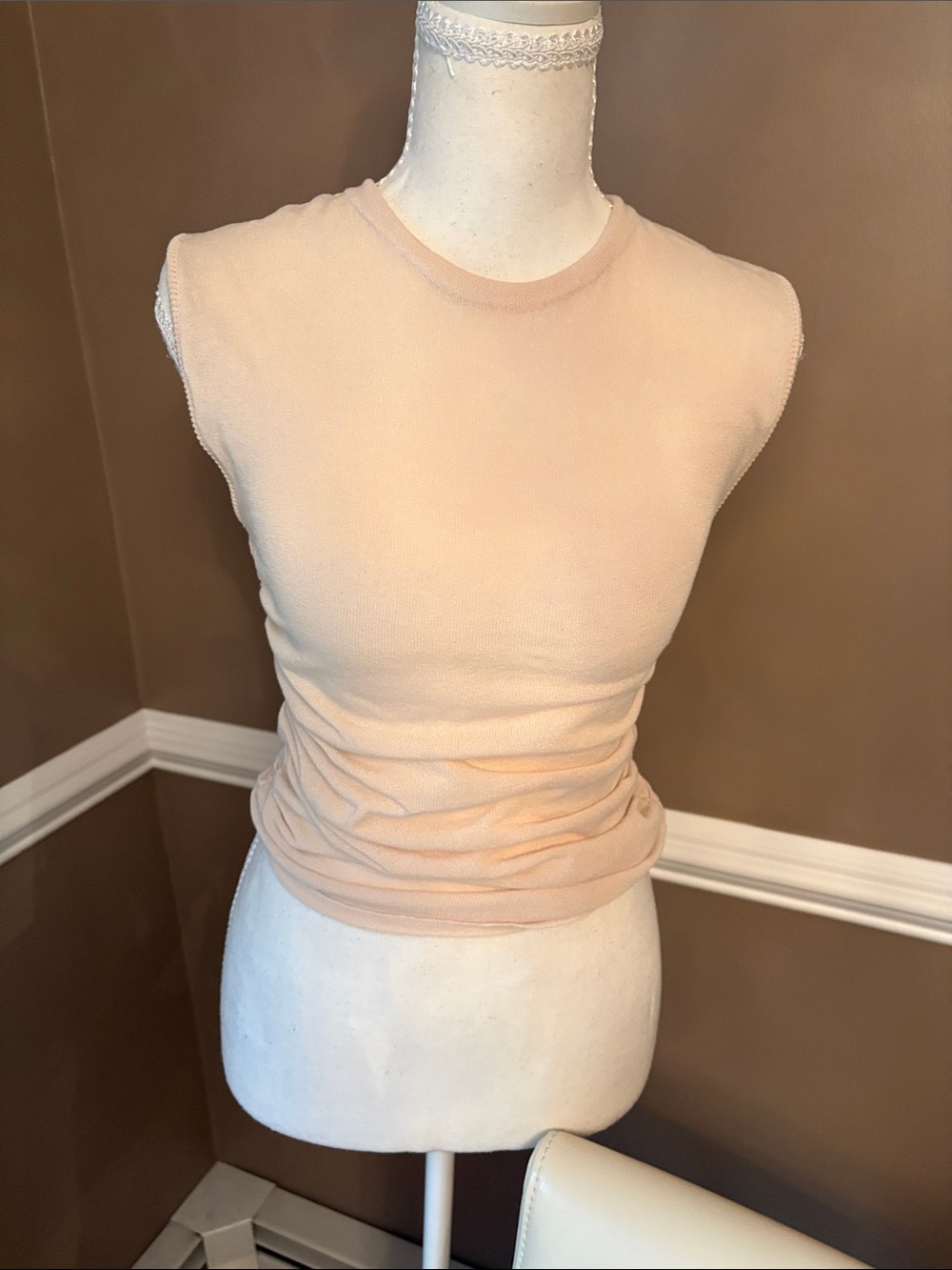 Zara Sleeveless Crewneck Tank in Pale Nude